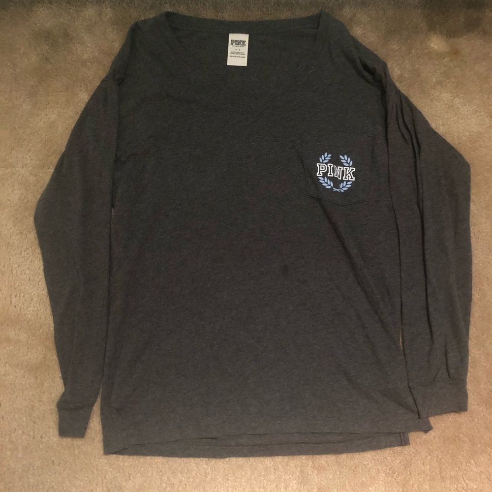 Grey Long-Sleeve Pink Shirt
